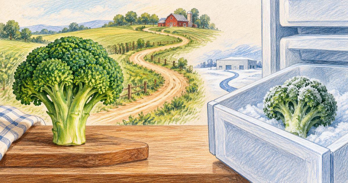 Frozen produce can match stored fresh produce, but broccoli shows why the answer depends on what survives processing and cooking.